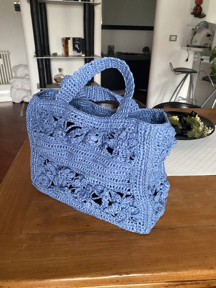 Handmade Raffia-Style Crochet Tote Bag Dior Inspired