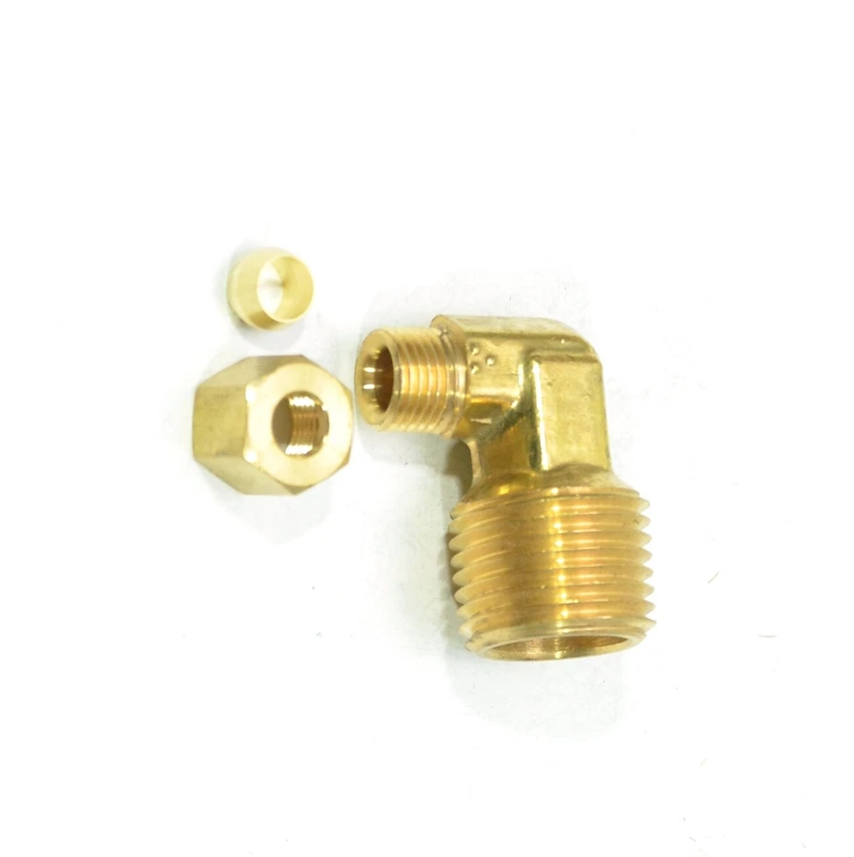 1/4 Tube Compression OD to 1/2 Male Npt 90 Deg Elbow Adapter Fitting Gas Water - Image 2 of 4