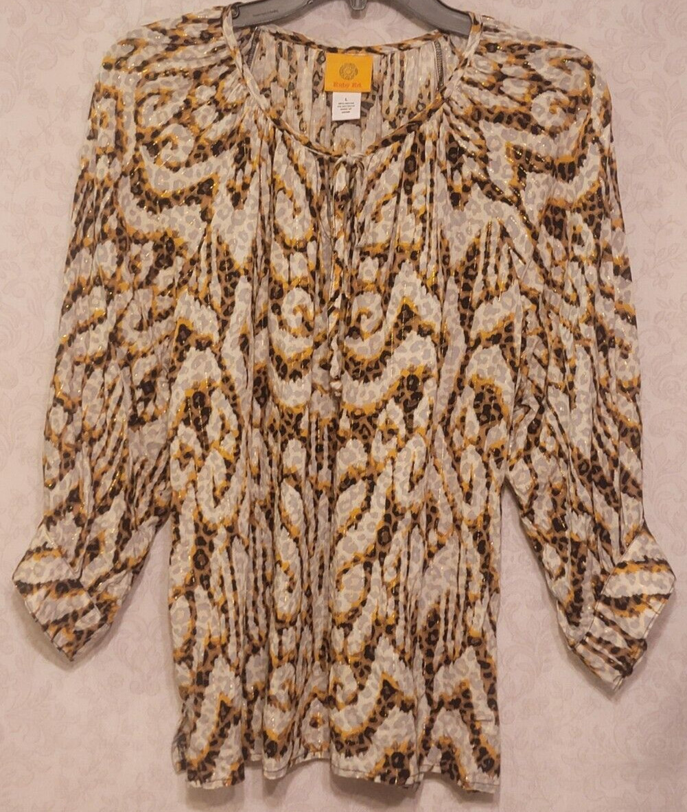 WOMEN'S RUBY RED PULLOVER TOP FLUTTER SLEEVE ANIM… - image 2