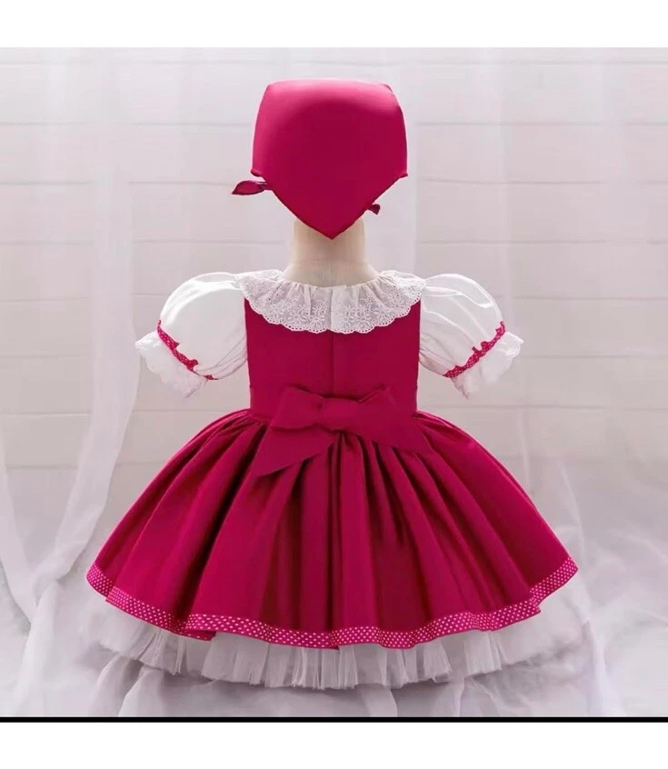 Vestido Disfraz Masha Niñas con Pañuelo Rosa Personaje Inspirado (Masha y Oso)  Foto 2 de 4