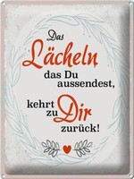 Blechschild Spruch LäCheln Kommt Zu Dir ZurüCk 30X40 Cm Deko Schild Tin Sign