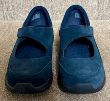 NWOB Lands End Navy Suede Mary Jane Shoes with Hook and Loop Closure - Size 7B