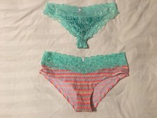 Lot of 2 - 2013 True Vintage - Victoria Secret PINK Teal Cotton Panty Large L