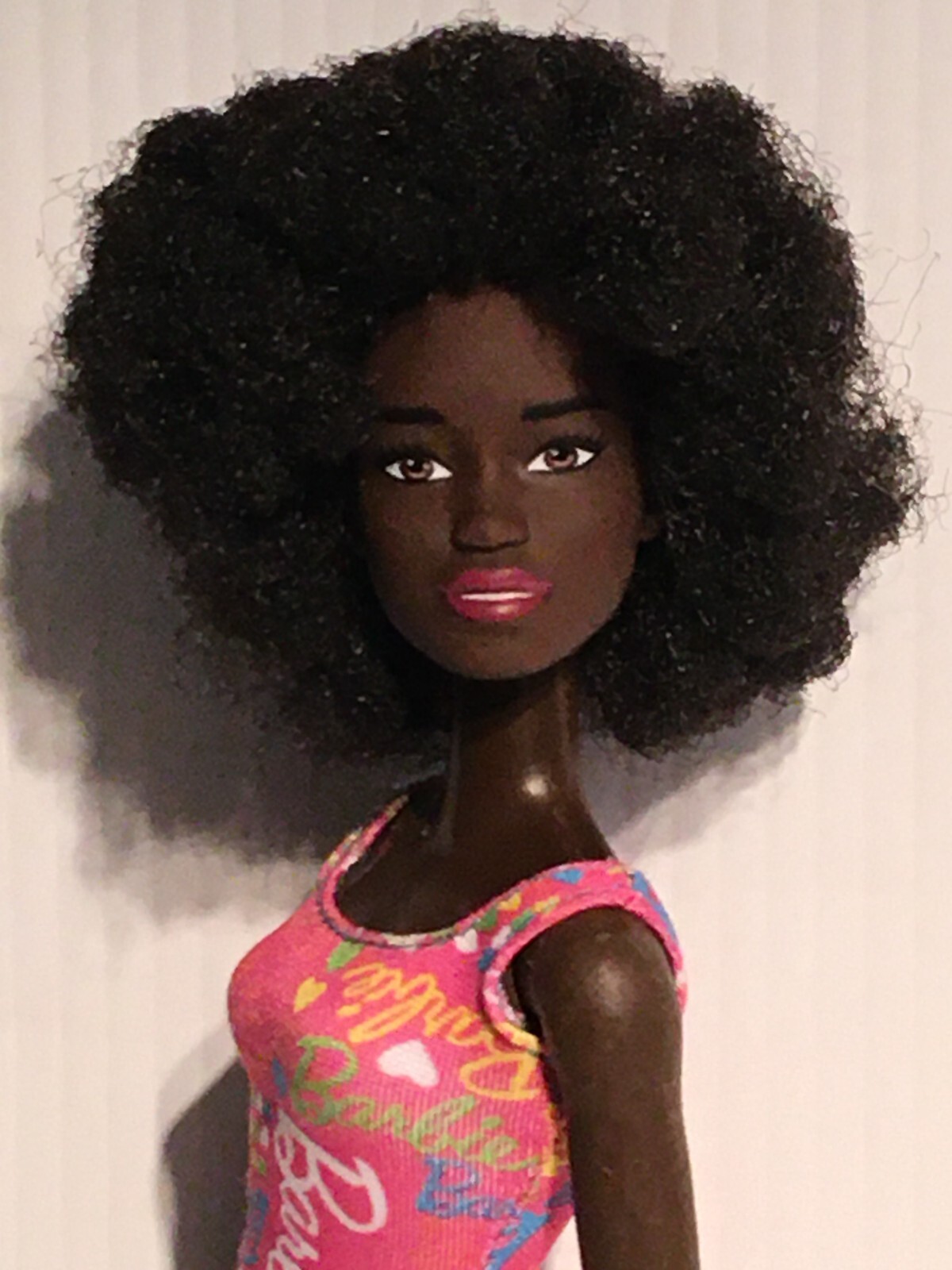 BARBIE HGM58 DOLL 2021 African American Natural Hair Afro Dress Pink Hearts 12&rdquo;
