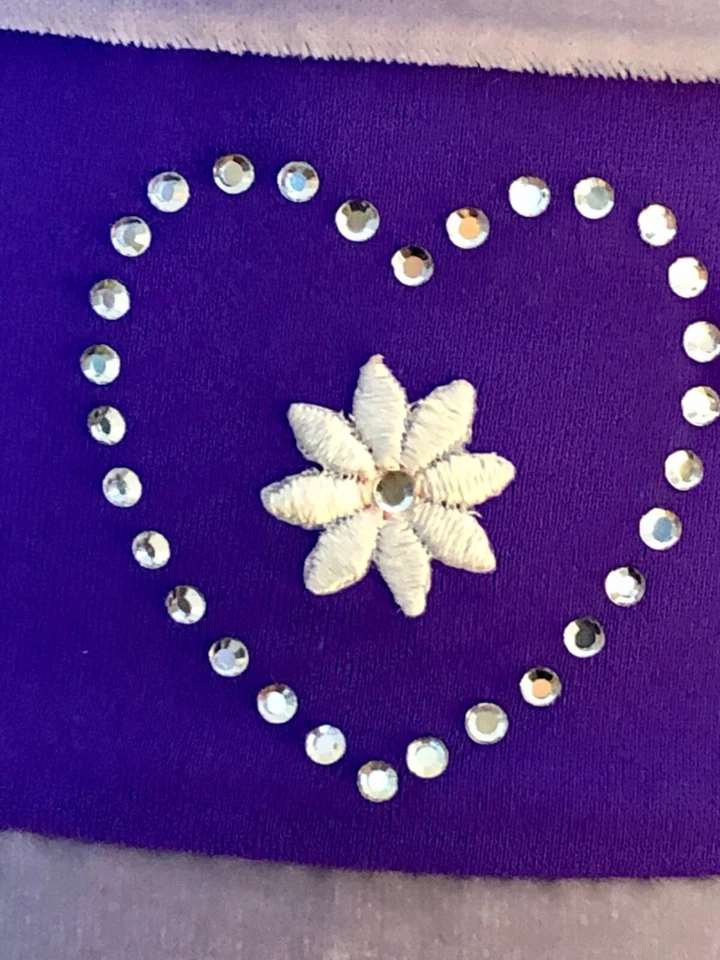 GK ICE FIGURE SKATE GIRLS SMALL SSLV PURPLE VELVET JA HEARTS FLORAL DRESS CS NWT - Image 3 of 4