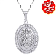 1/12 Ct Natural Diamond Cluster Pendant w/18" Chain Necklace 14K  Gold Plated