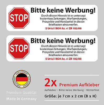 Keine Werbung Aufkleber Sticker Set Fur Briefkasten Wetterfest Und Uv Bestandig Ebay