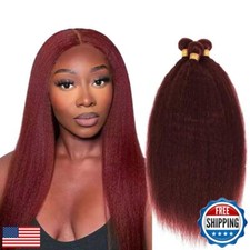 99j Burgundy Bundles Human Hair Yaki Straight Bundles 20 22 24 Inch Wine Red