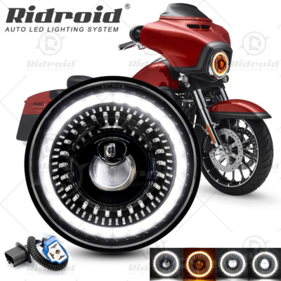 7'' inch Motorcycle LED Headlight DRL Projector w/ Start-up Gradient Welcome Halo