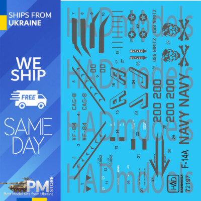 HAD models 72197 1/72 Decal F-14A VF-84 Jolly Rogers USS NIMITZ low visibility