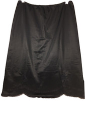 Vintage Laros Nylon Half Slip Black Lace Nylon Medium Embroidered Floral