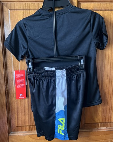 Fila Boys2 Piece Short Set , Outfit Black, Blue. Size 4 NWT - Picture 3 of 5
