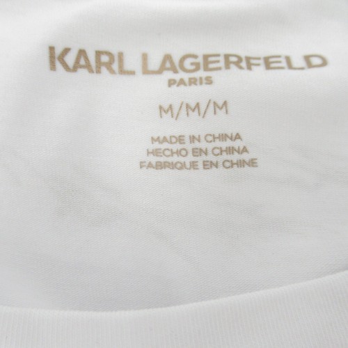 Karl Lagerfeld T-shirt UK Medium White Short Sleeve Top Designer Logo Cotton - Picture 19 of 24