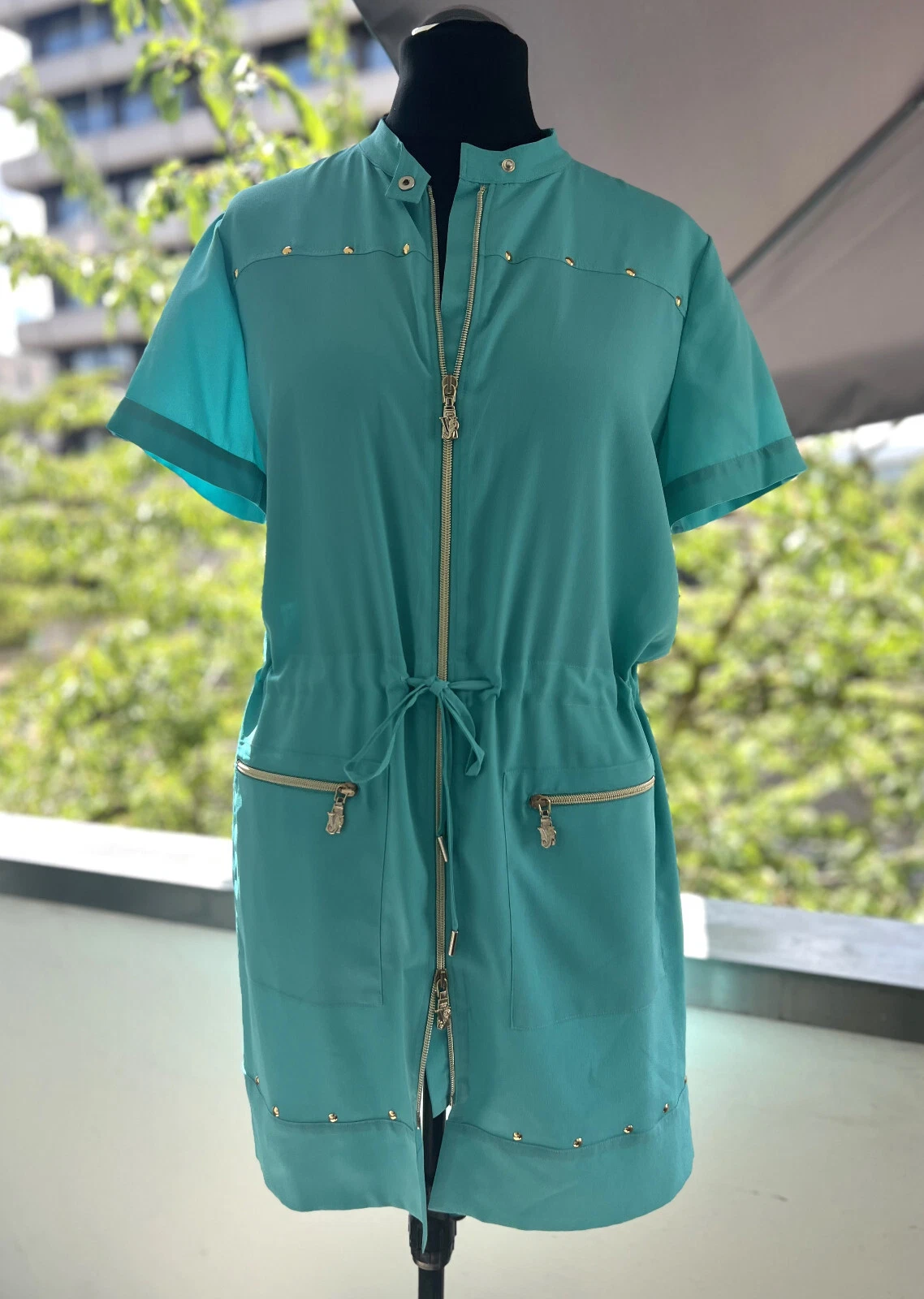 Abito Versace con cerniera cavo e accessori logo color oro L XL