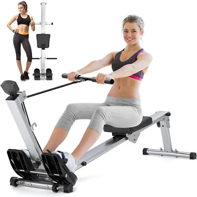 Rowing Machine for Home Use - Foldable Rower with LCD Monitor and Seat Cushion