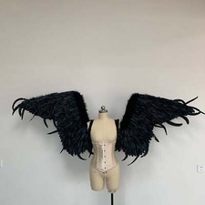 Black Demon Wings From Goose Feathers Handmade Cosplay Photography Costume