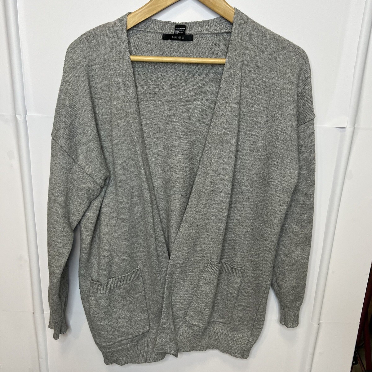 Forever 21 Light Weight Gray Women's Open Cardigan Sweater Size