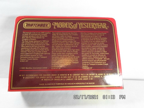 Matchbox - Models of Yesteryear ~ Y15 Preston Tramcar ~ Swan Vestas ~ NOS NIB - Picture 2 of 6