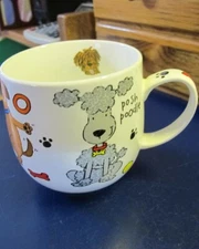 Dog Coffee Cup Poodle Mutt Bone Pup Ball Paw Raywear Porcelain Playful Pets Cute