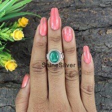 Malachite Gemstone 925 Sterling Silver Gift For Women Ring Size 5.75 US JN182