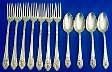 11 Pc Marquise 1847 Silverplate Rogers Bros 7 Dinner Forks 4 Teaspoons