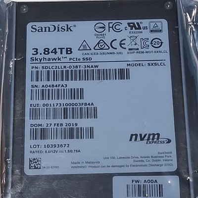 SanDisk Skyhawk 3.84TB 2.5'' PCIe NVMe Internal SSD (SDLC2LLR-038T-3NAW) NEW