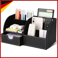 Schreibtisch Organizer Pu Leder Multifunktional Stiftehalter Schwarz BüRobedarf