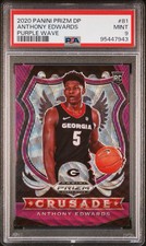 2020 PANINI PRIZM DRAFT PICKS PURPLE WAVE #81 ANTHONY EDWARDS ROOKIE RC PSA 9!!!