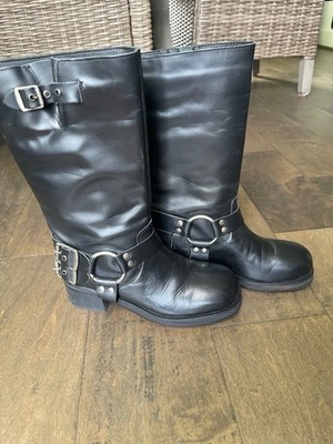 Dingo Black Leather Harness Engineer Moto Boots Made In Mexico Womens Size 8