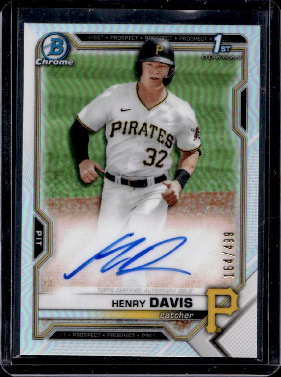 2021 Bowman Draft Henry Davis Chrome Auto 1st Refractor RC #/499 Pirates
