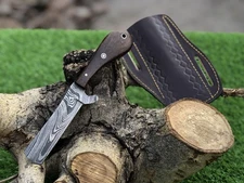 GorgeousCustom handmade damascus Steel bull cutter hunting knife with sheath
