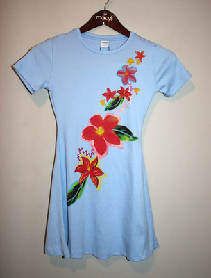 NEW Girls Desigual Artsy Floral Graphic Ribbed Short Sleeve Bali Dress 11/12