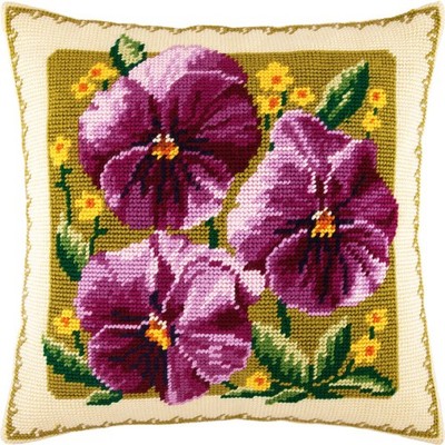 Needlepoint Pillow Kit Tapestry Cushion, Tent Stitch Embroidery Needlecraf 16 in
