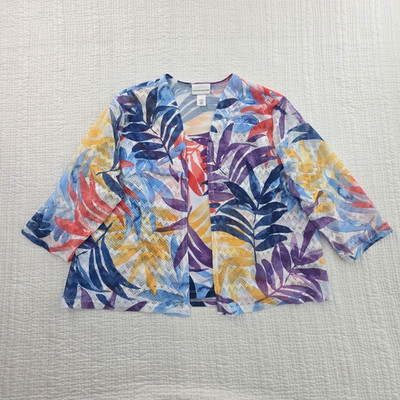 Alfred Dunner 1-Peace Twinset Blouse Womens L Multicolor Tropical Tank & Coverup