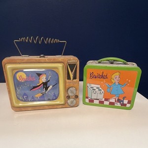 Bewitched Collectible  mini Metal Tin Lunchbox Tote Lot of 2 Tins
