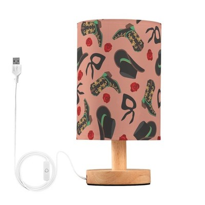 Table Lamp Retro Cowgirl Pattern Cowboy Hat Boot Bandanas Rose Nightstand Lam...