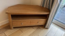 Solid Oak Corner TV Unit with Drawer