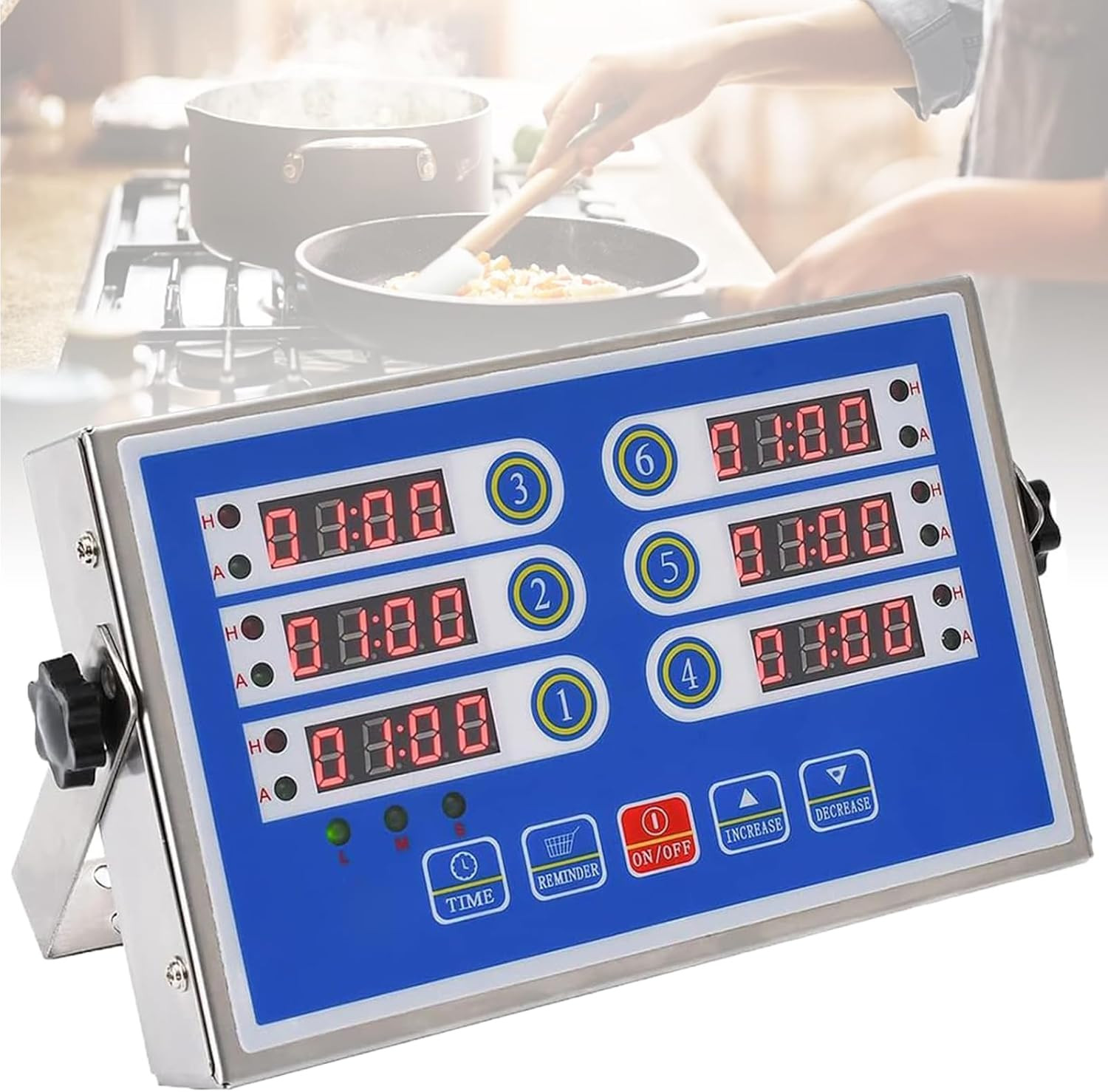 Timer Commerciale a 6 Canali, Timer Da Cucina a 6 Canali in Acciaio Inossidabile