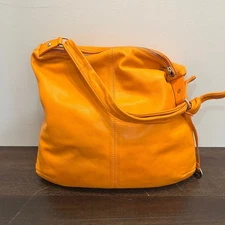 Pulicati Orange Leather Shoulder Hobo Bag