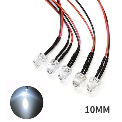 Small LED Light Clear Bulb Round Top Indicator PCB Attached Pre-Wired 12V DC