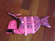 floatation Dog Life Jacket pink mermaid fish scales small