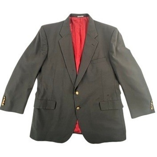 Savile Row Mens 48R Blazer Black Gold Buttons Pure Wool Double Breasted