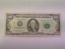 SERIES 1990 4 of A Kind 9's B18999429E $100 One Hundred Dollar Bill Old Currency