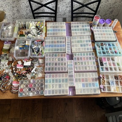 Jewelry Making Supplies Huge Lot Includes Storage Containers Approx 30-35 Lbs