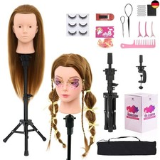 Neverland Schminkkopf Frisierkopf mit Übungskopf Ständer, 71cm 60% Echthaar P
