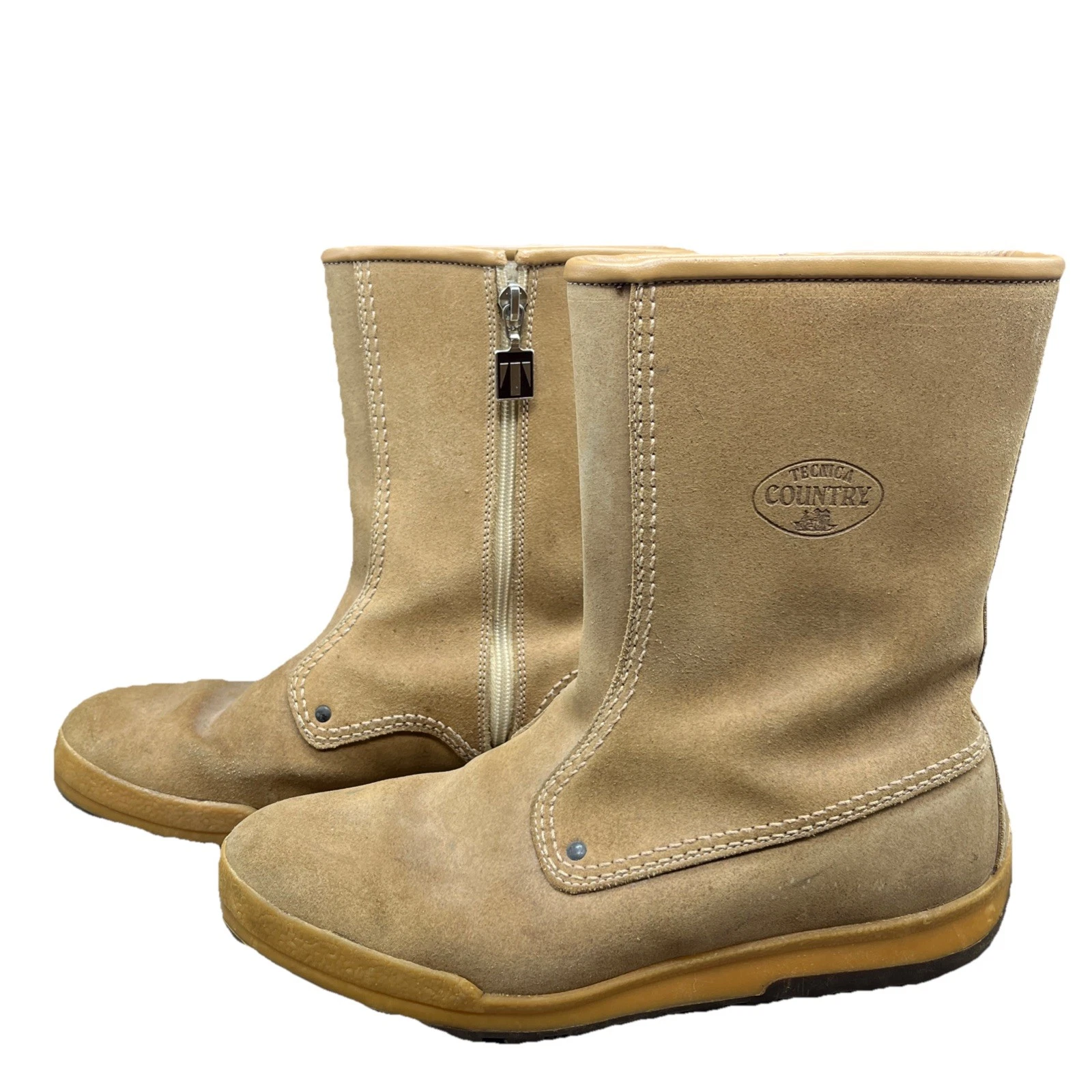 Tecnica Country Boots Men’s 10.5 (44) Brown Suede Leather Sheepskin Lined ITALY