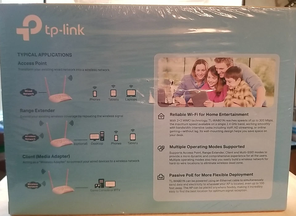 TP-Link WiFi Access Point TL-WA801N, 2.4Ghz 300Mbps, 2 Fixed Antennas - Image 2 of 4