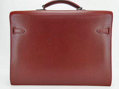 ハンナ　ブラウン×レッド38 HERMES Kelly Depeche 38 Briefcase Business Bag Leather Rouge Wine