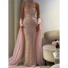 Rhinestone Evening Dresses Off-shoulder Shiny Long Party Gowns Wedding Dresses