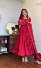 Stylish New Heavy Star Georgette Gown Bottom With Maroon Dupatta For Wedding
